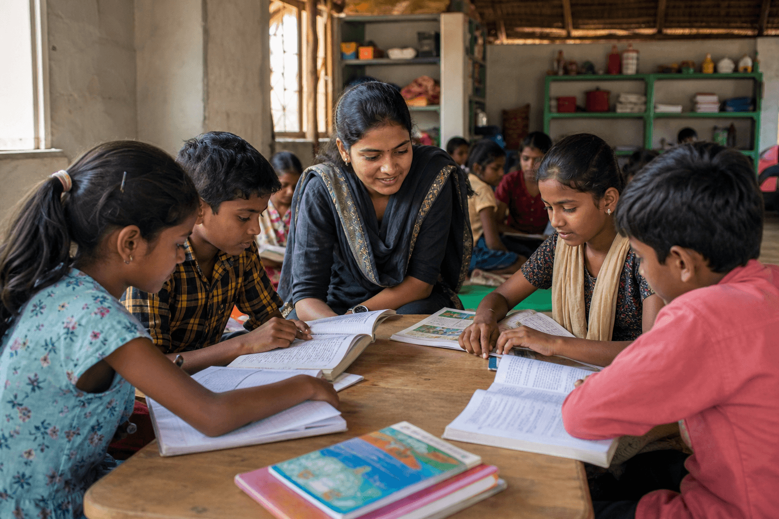 Students at learning center