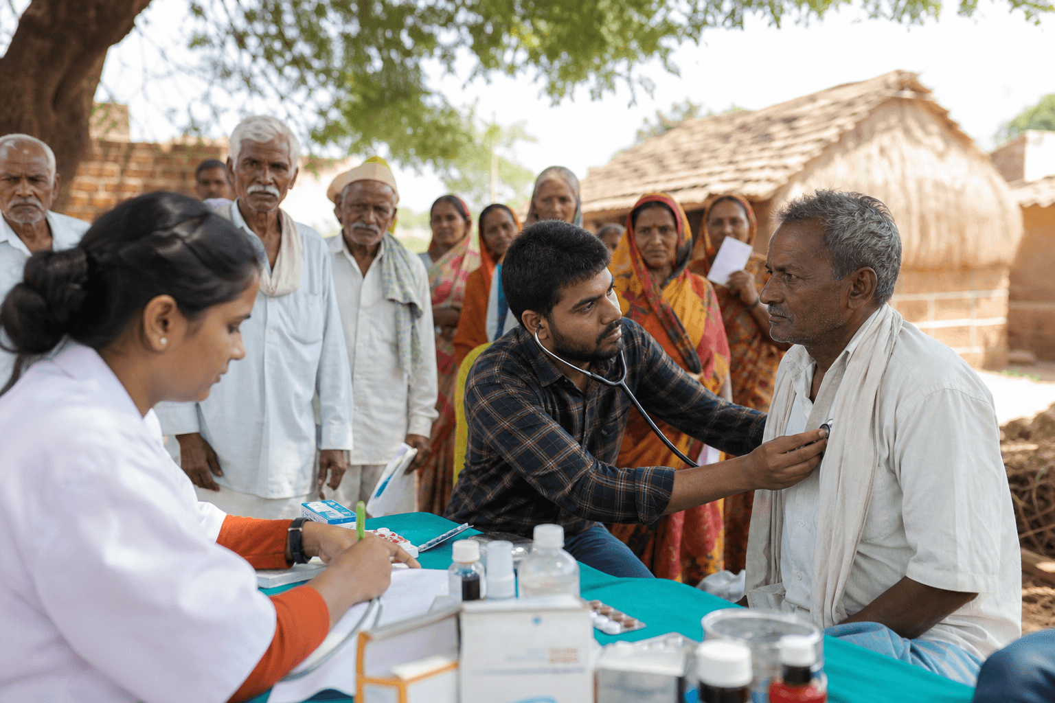 Free health camp in rural village