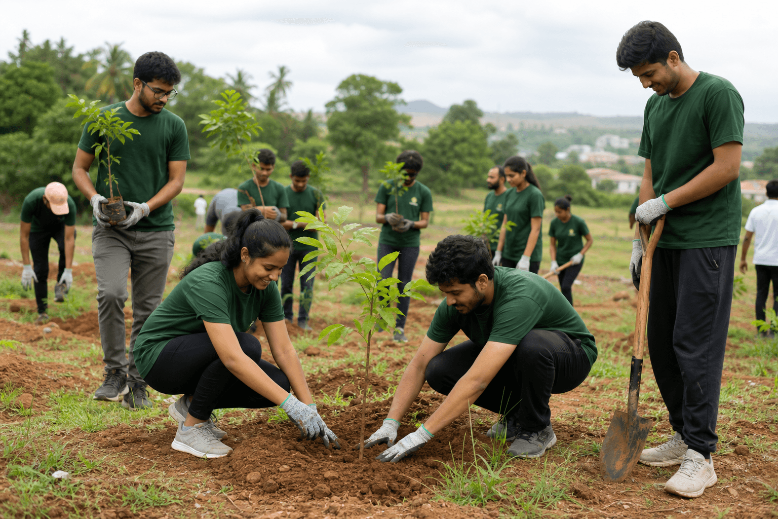 Tree plantation drive with youth volunteers